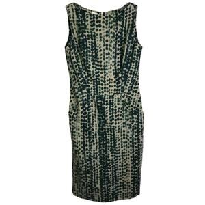 Agnona Jacket & Sleeveless Dress Set Womens EUR42 Tan Dark Green Wool Polka Dots